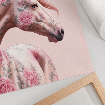 Premium wall art Horse with flowers romantic elegance modernity