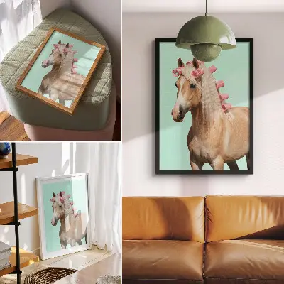 Decorative horse poster light coat mint pastel rollers