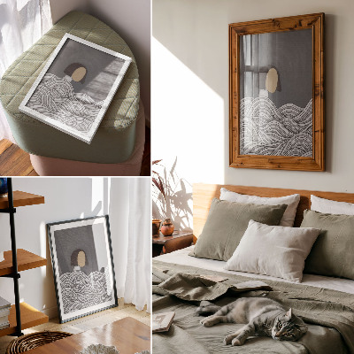 Poster Figure in waves abstract gray shape