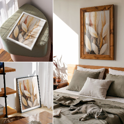 Art print Elegant leaves, simplicity and harmony of colors