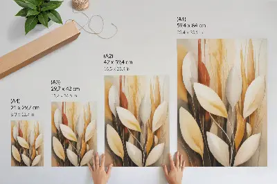 Art print elegant leaves with harmonious colors