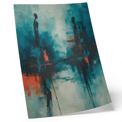 Decorative poster with abstract dynamic contrasts in turquoise