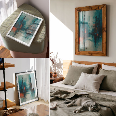 Decorative poster Abstraction, turquoise, dynamic contrasts