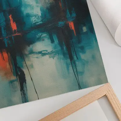 Decorative poster with abstract dynamic contrasts in turquoise