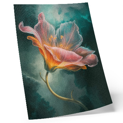 Premium wall art colorful surreal flower on a turquoise background