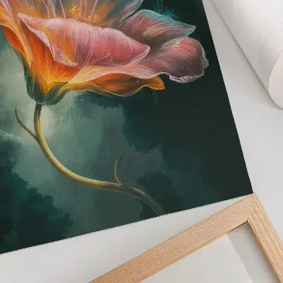 Premium wall art colorful surreal flower on a turquoise background