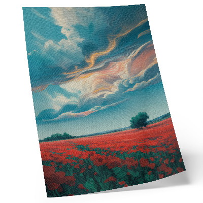 Decorative poster A colorful meadow of poppies under a blazing sky