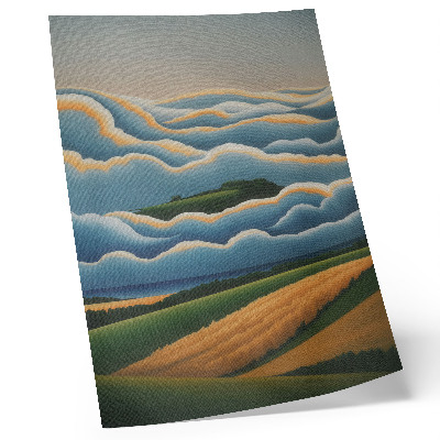 Poster Waves, green hills, pastel sky