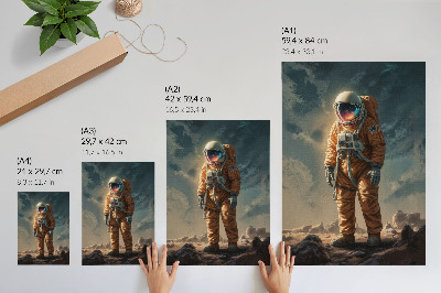 Art print Astronaut on an alien planet night sky