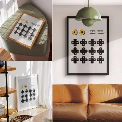 Premium wall art minimalist retro game controller design