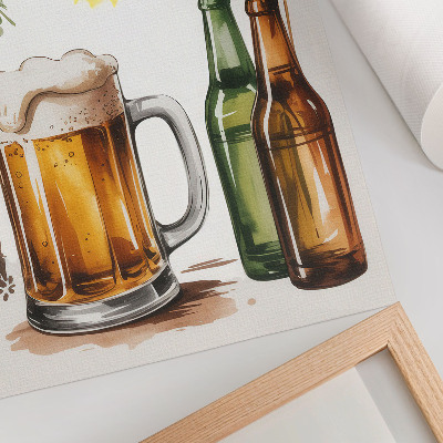 Decorative poster A mug of beer with bottles, leaves, and sun
