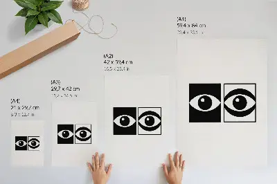Art print black and white eyes with modern symmetry and contrast