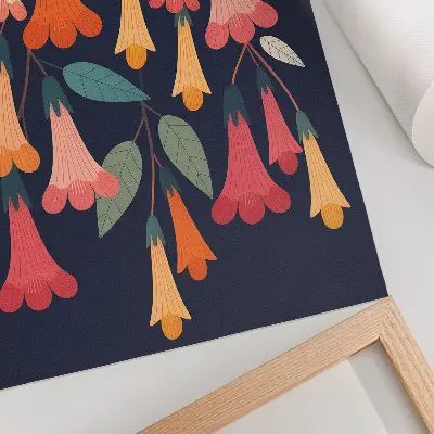 Poster colorful flowers and leaves graphic design print