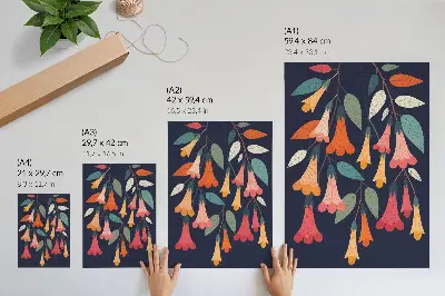 Poster colorful flowers and leaves graphic design print