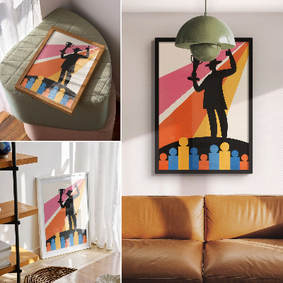 Art print Trophy silhouette bright colors dynamics