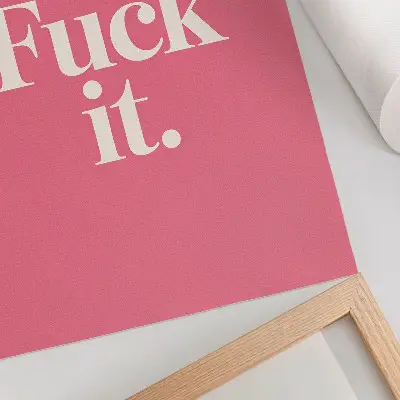 Premium wall art with pink background and modern white lettering