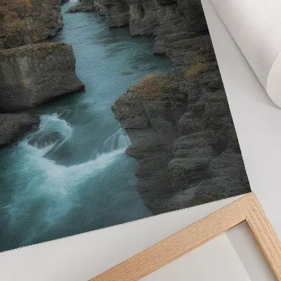 Autumn landscape mountain river rocky slopes poster