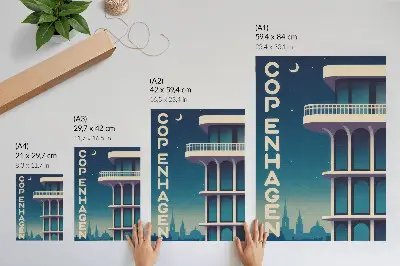 Art print featuring evening city modern architecture