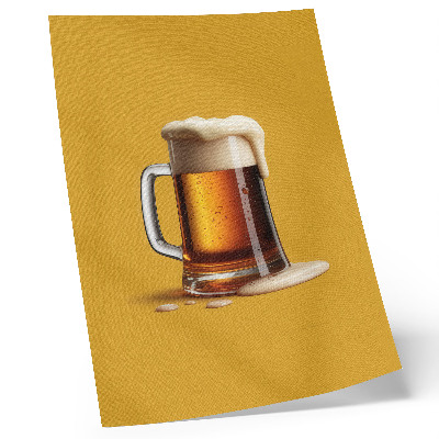 Premium wall art a mug of amber drink with creamy foam on a yellow background