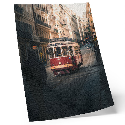 Decorative poster A tram among the city's historic architecture
