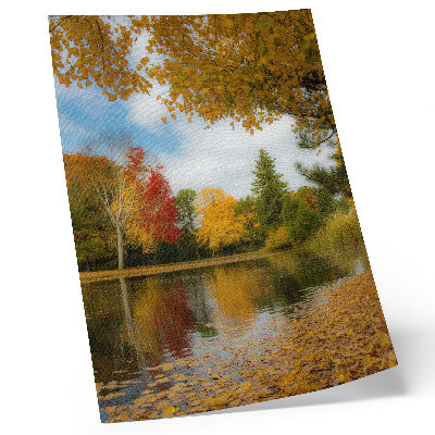 Premium wall art colorful trees by the lake in an autumn mood