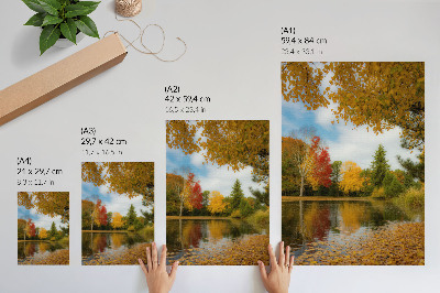 Premium wall art Colorful trees by the lake, autumn mood
