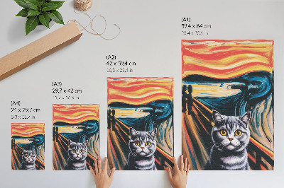 Art print A cat against the backdrop of an expressive landscape