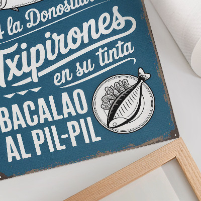 Decorative poster Retro fish motif and inscriptions on a blue background