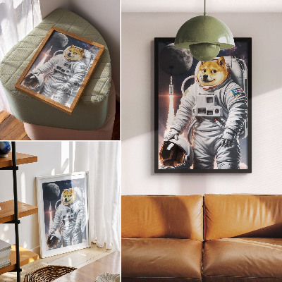 Poster Dog in a spacesuit, space rocket, moon outfit