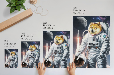 Poster Dog in a spacesuit, space rocket, moon outfit
