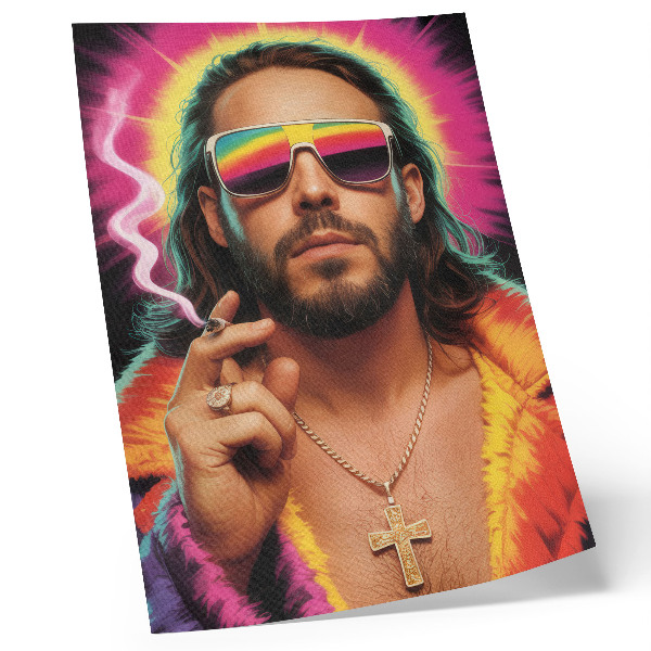 Art print Intense colors, contrasting retro patterns