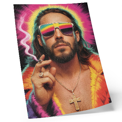 Art print Intense colors, contrasting retro patterns