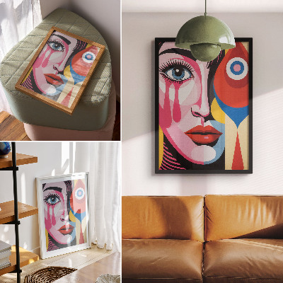 Decorative poster Colorful abstract shapes eye face