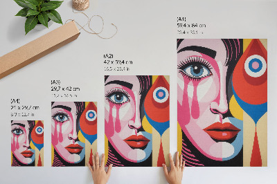 Decorative poster Colorful abstract shapes eye face
