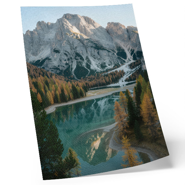 Poster Mountains, forest, lake, reflections, colorful trees