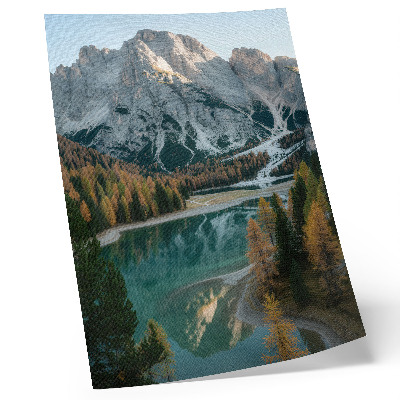 Poster Mountains, forest, lake, reflections, colorful trees