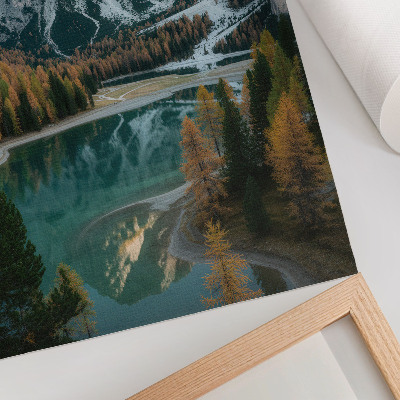 Poster Mountains, forest, lake, reflections, colorful trees
