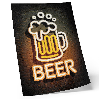 Decorative poster Neon mug white with yellow lettering on brick
