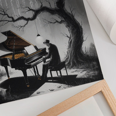 Premium wall art Subdued colors ghosts piano moon