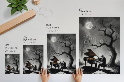 Premium wall art Subdued colors ghosts piano moon