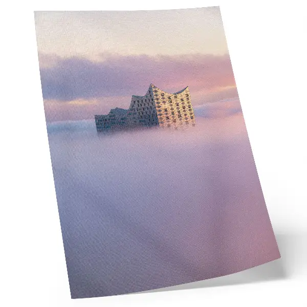 Modern architecture in fog poster