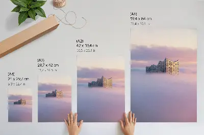 Modern architecture in fog poster 