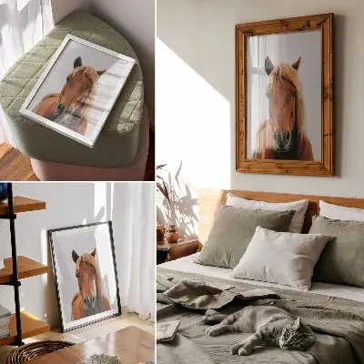 Art print minimalist horse portrait featuring natural beauty and elegance