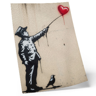 Decorative poster Black and white figure with a red heart