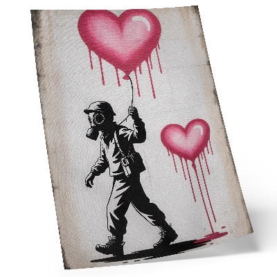 Street art contrasting hearts and figure poster
