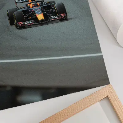 Racing car art print dynamic track scene