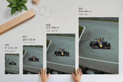 Racing car art print dynamic track scene