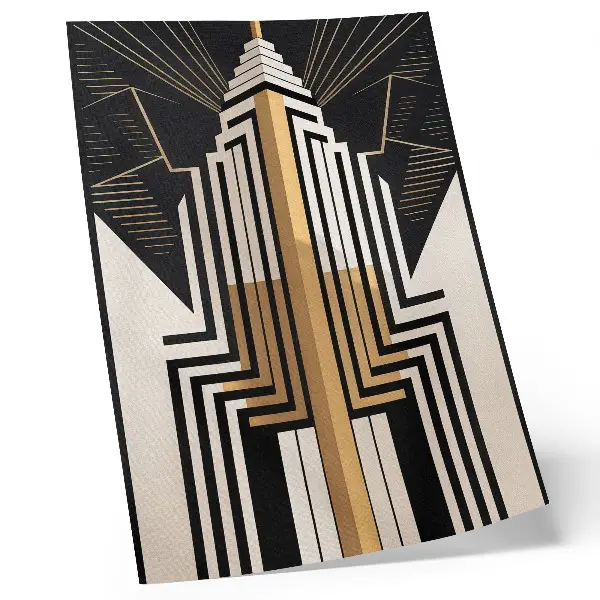Decorative poster with architectural lines and elegant gold accents