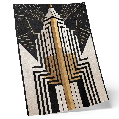 Decorative poster with architectural lines and elegant gold accents