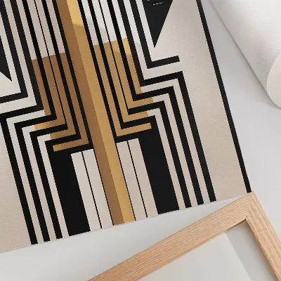 Decorative poster with architectural lines and elegant gold accents